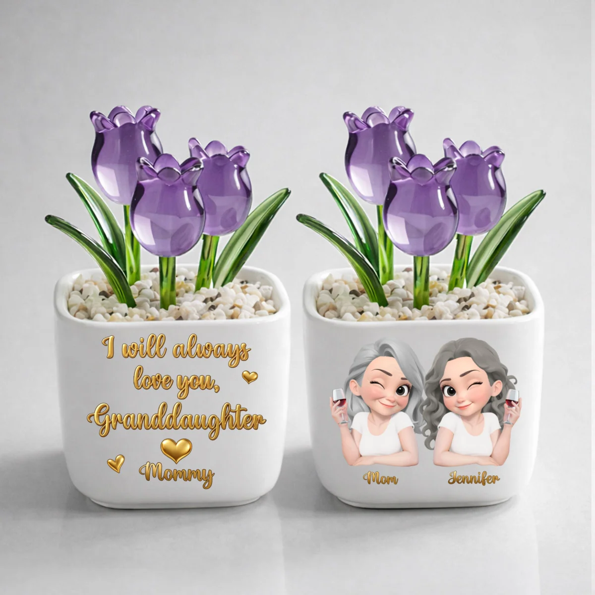 Mom Always Love You - Personalized Custom Glass Everlasting Tulips - Image 9