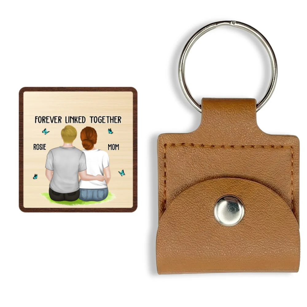 Mom And Children Forever Linked Together - Personalized Custom Wooden Pocket Hug - Image 6