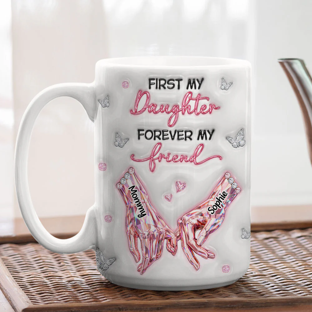 Mom And Daughter Forever Friends - Personalized Custom 3D Inflated Effect Mug - Image 5