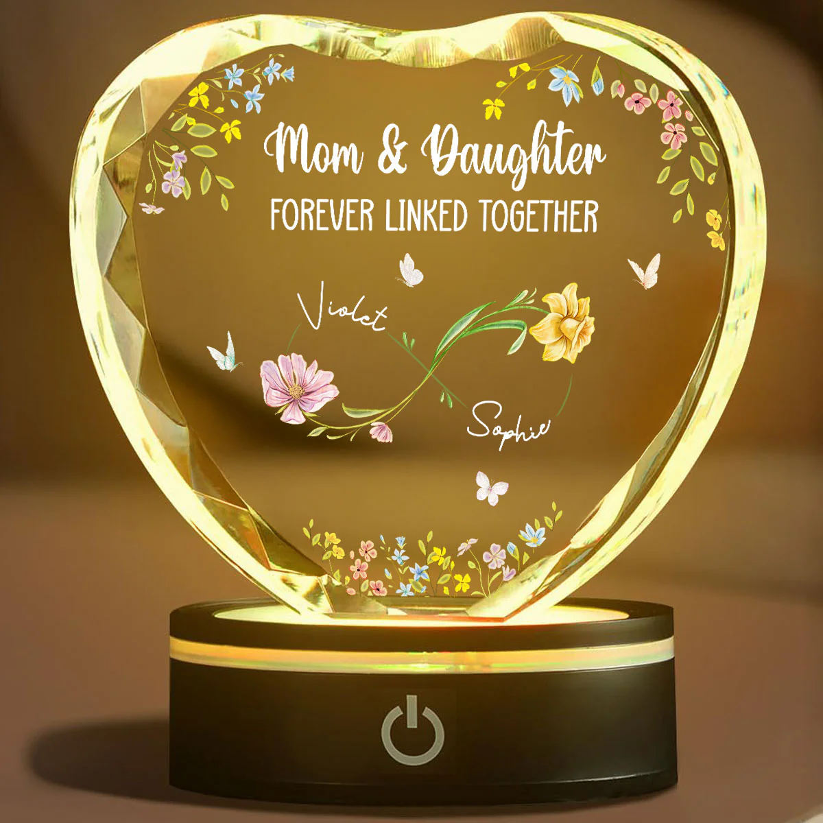Mom And Daughter Forever Linked - Personalized Custom Crystal Led Light - Image 5