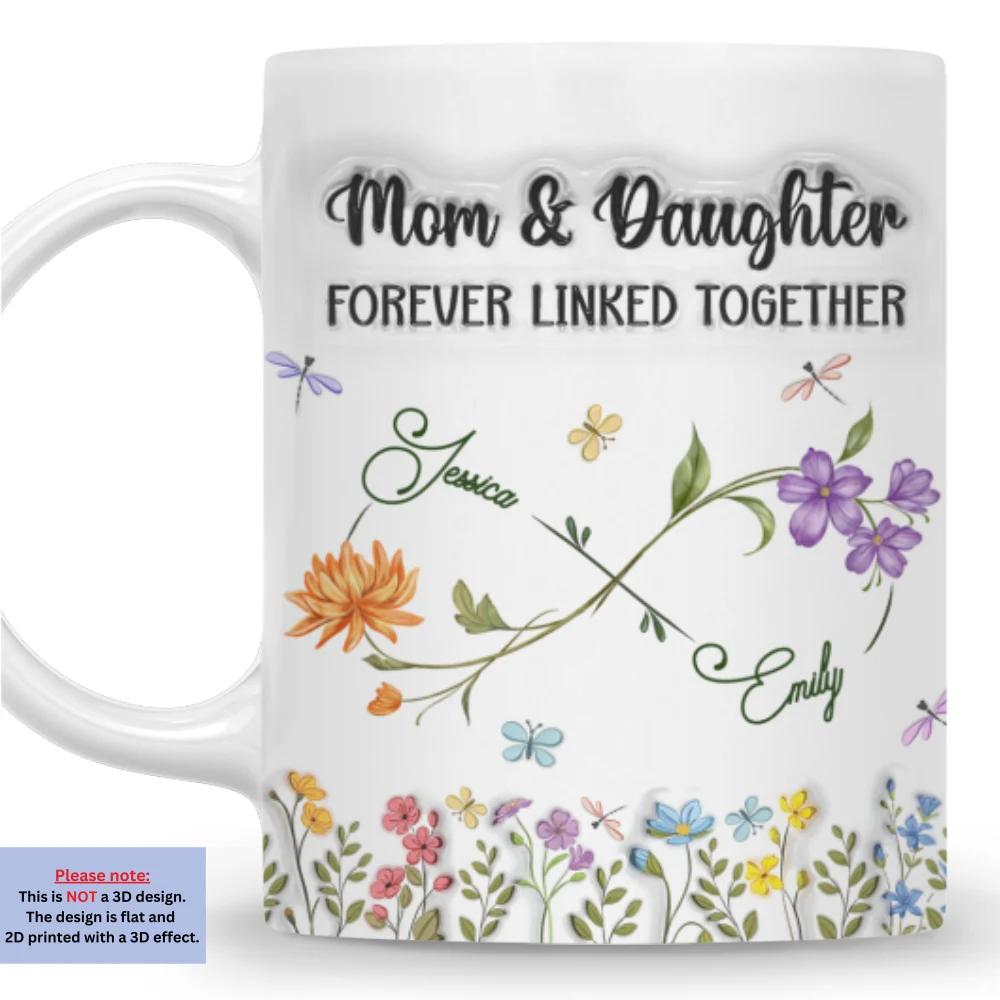 Mom And Daughter Forever Linked Together - Personalized Custom 3D Inflated Effect Mug - Image 5