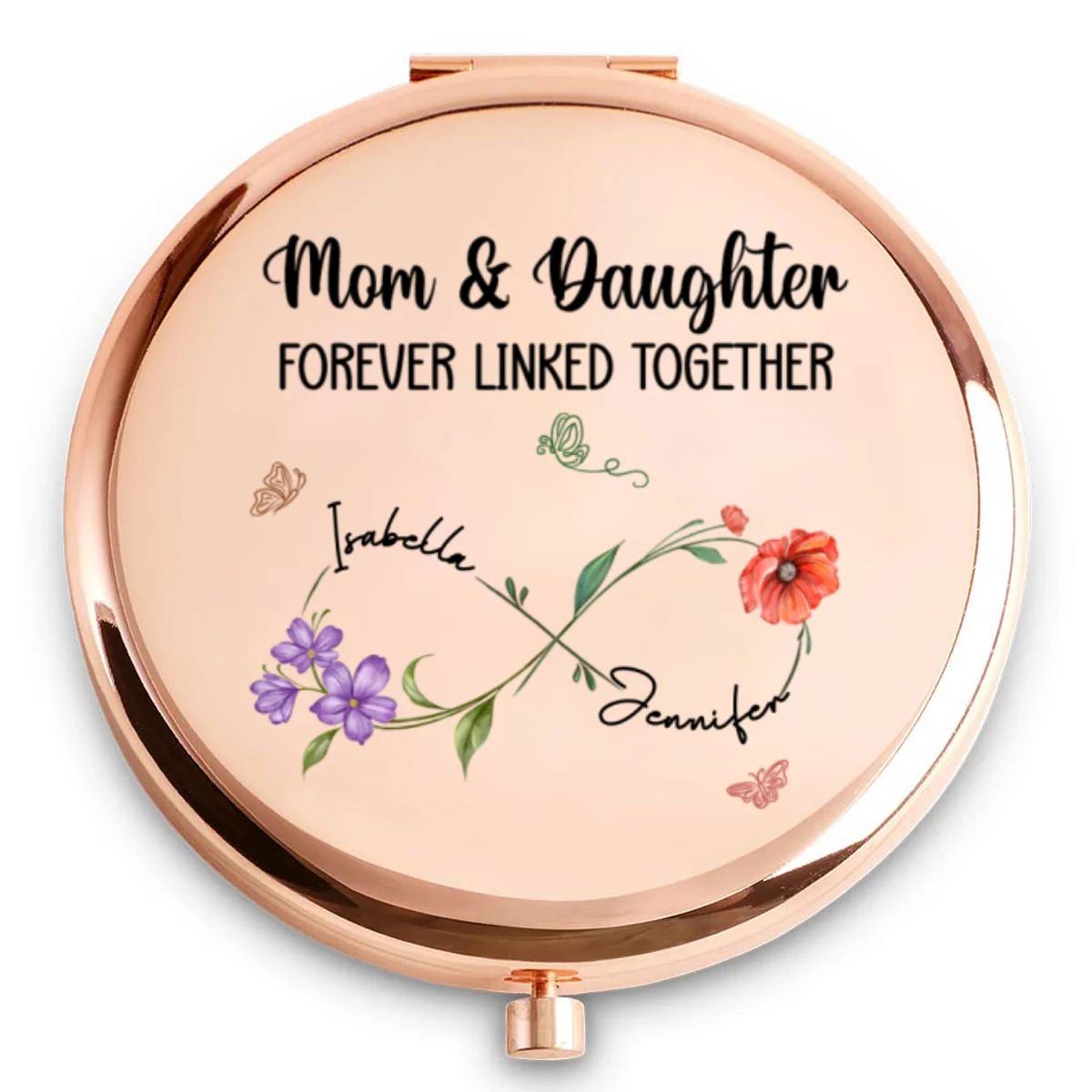 Mom And Daughter Forever Linked Together - Personalized Custom Compact Mirror - Image 5