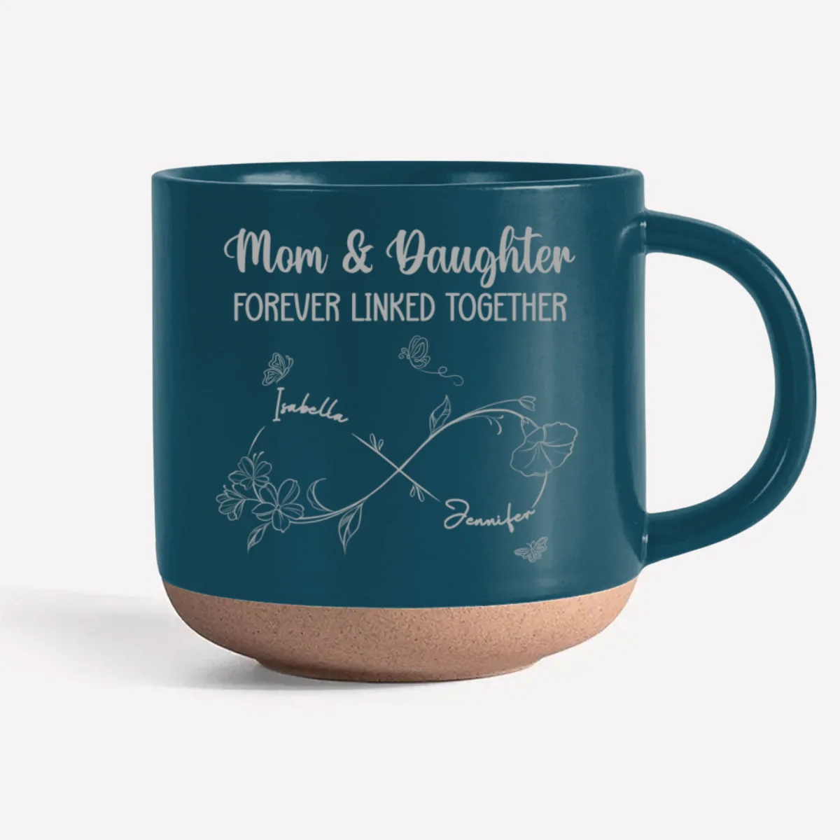 Mom And Daughter Forever Linked Together - Personalized Custom Engraved Pottery Mug - Image 7