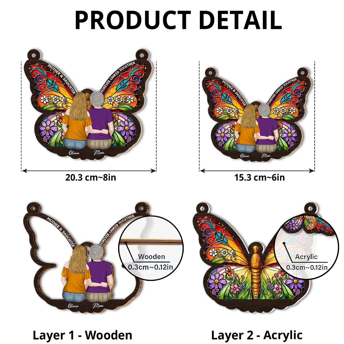 Mom And Daughter Forever Linked Together - Personalized Custom Suncatcher - Image 4