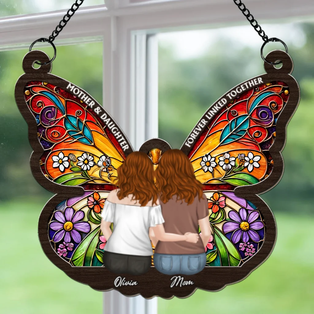 Mom And Daughter Forever Linked Together - Personalized Custom Suncatcher - Image 5