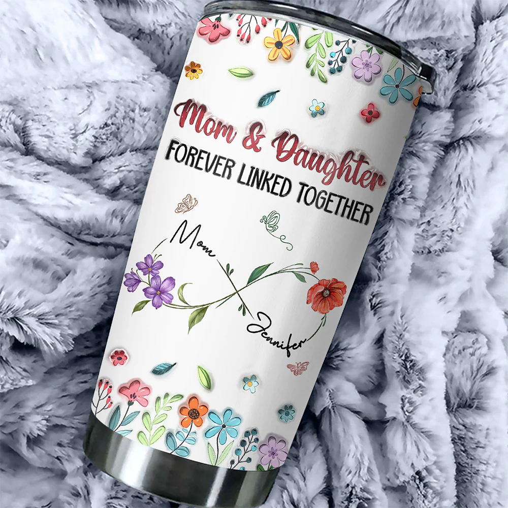 Mom And Daughter Forever - Personalized Custom 3D Inflated Effect Tumbler - Image 2