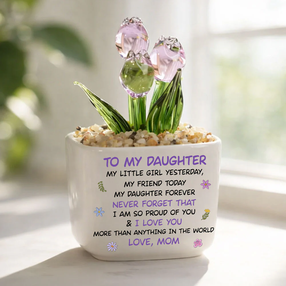 Mom And Daughter Forever - Personalized Custom Glass Everlasting Tulips - Image 2