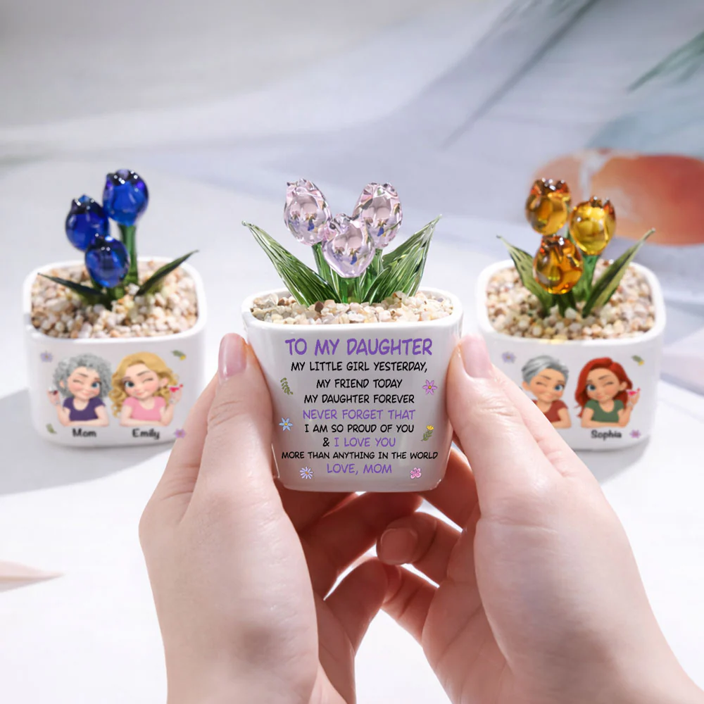 Mom And Daughter Forever - Personalized Custom Glass Everlasting Tulips - Image 5