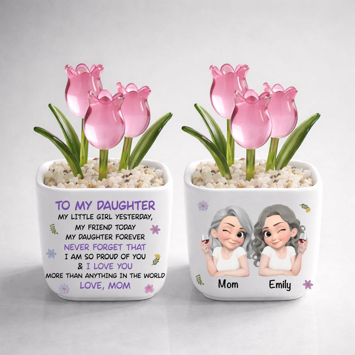 Mom And Daughter Forever - Personalized Custom Glass Everlasting Tulips - Image 8