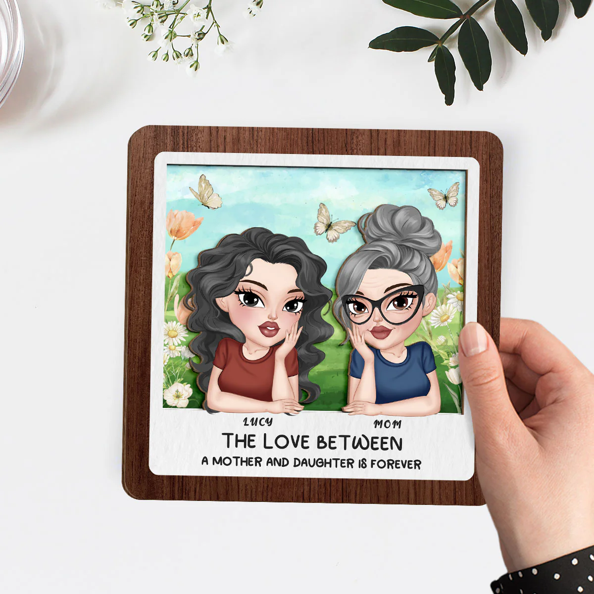 Mom And Daughter Happy Together - Personalized Custom Wooden Plaque - Image 3