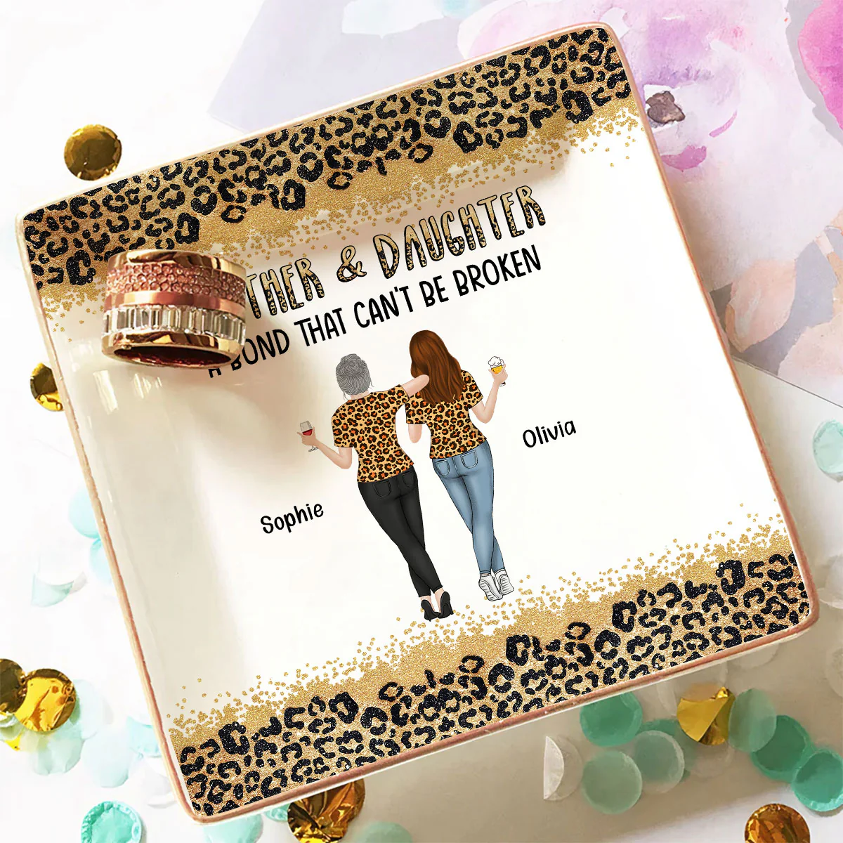 Mom And Daughter - Personalized Custom Jewelry Dish - Image 3