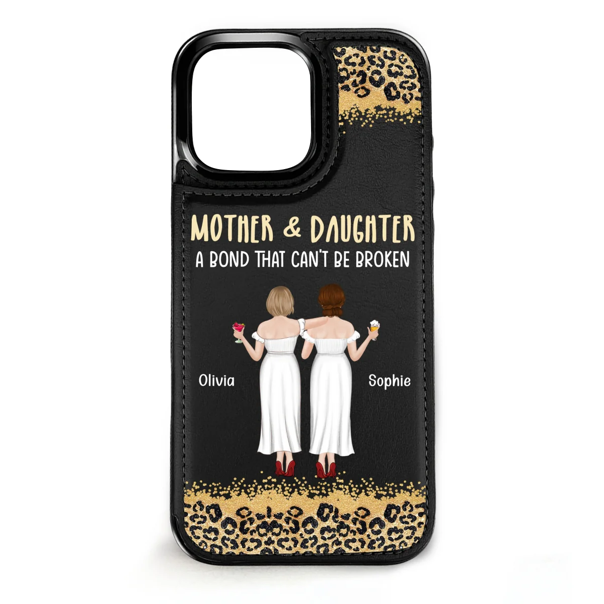 Mom And Daughter - Personalized Custom Leather Phone Case - Image 9