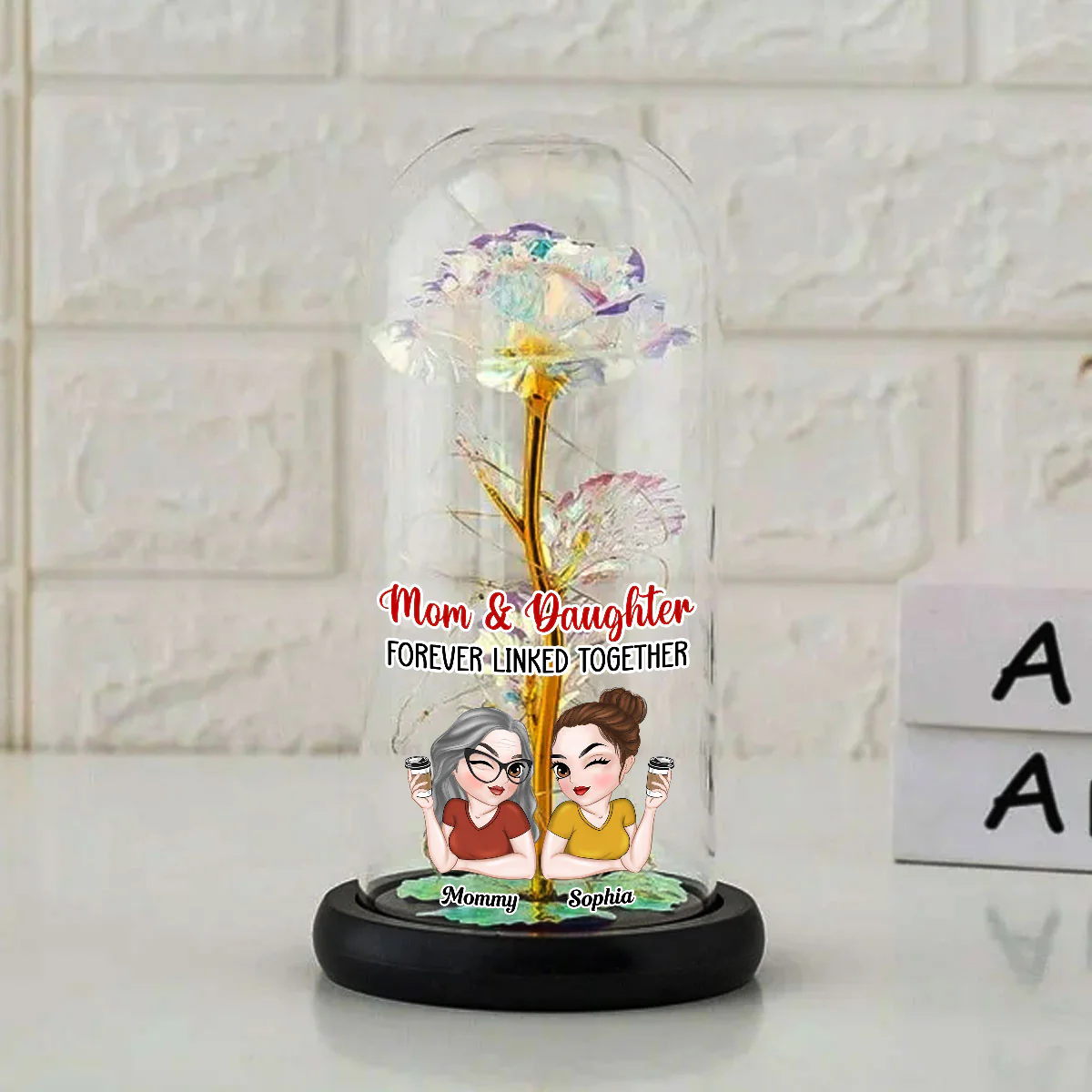 Mom And Daughter - Personalized Custom Sparkly Rose - Image 3