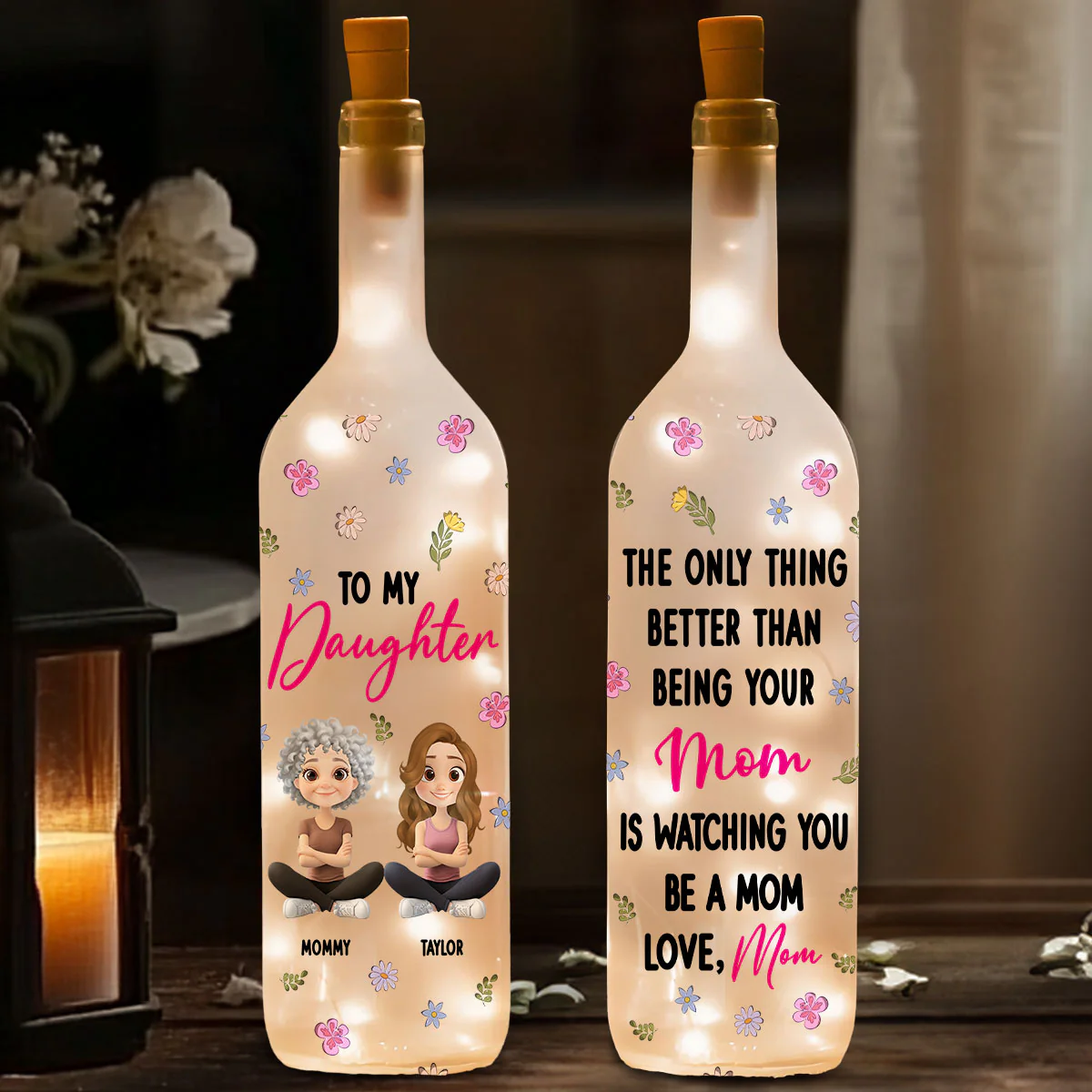 Mom And Daughter Together - Personalized Custom Bottle Lamp - Image 2