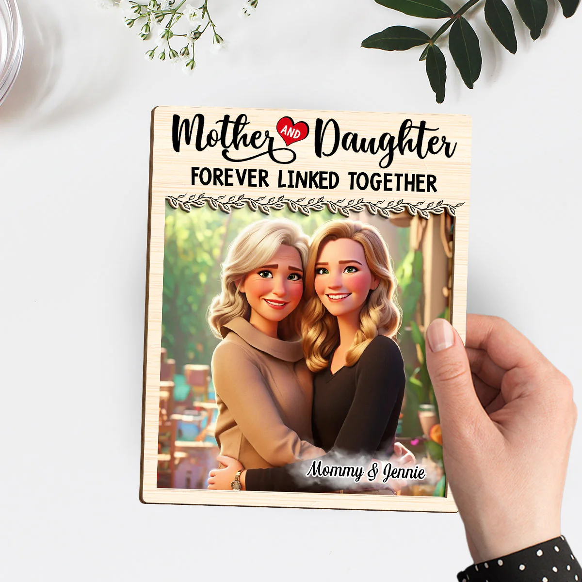 Mom And Daughter Together - Personalized Custom Wooden Plaque - Image 4