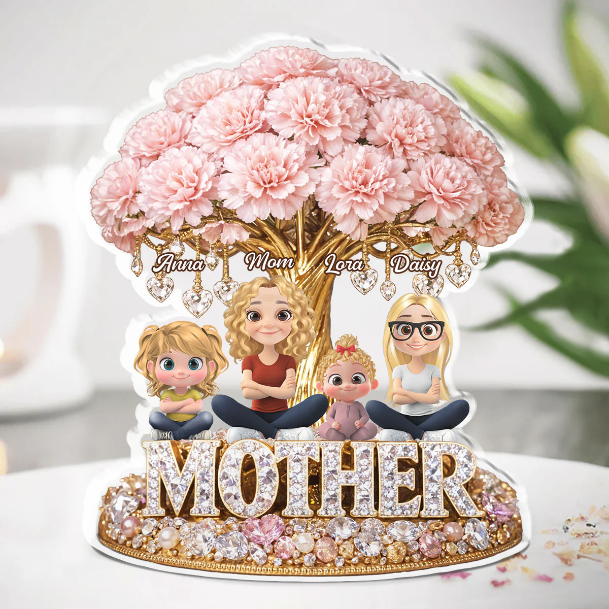 Mom And Daughters Crystal Memory - Personalized Custom Acrylic Plaque  - Image 2