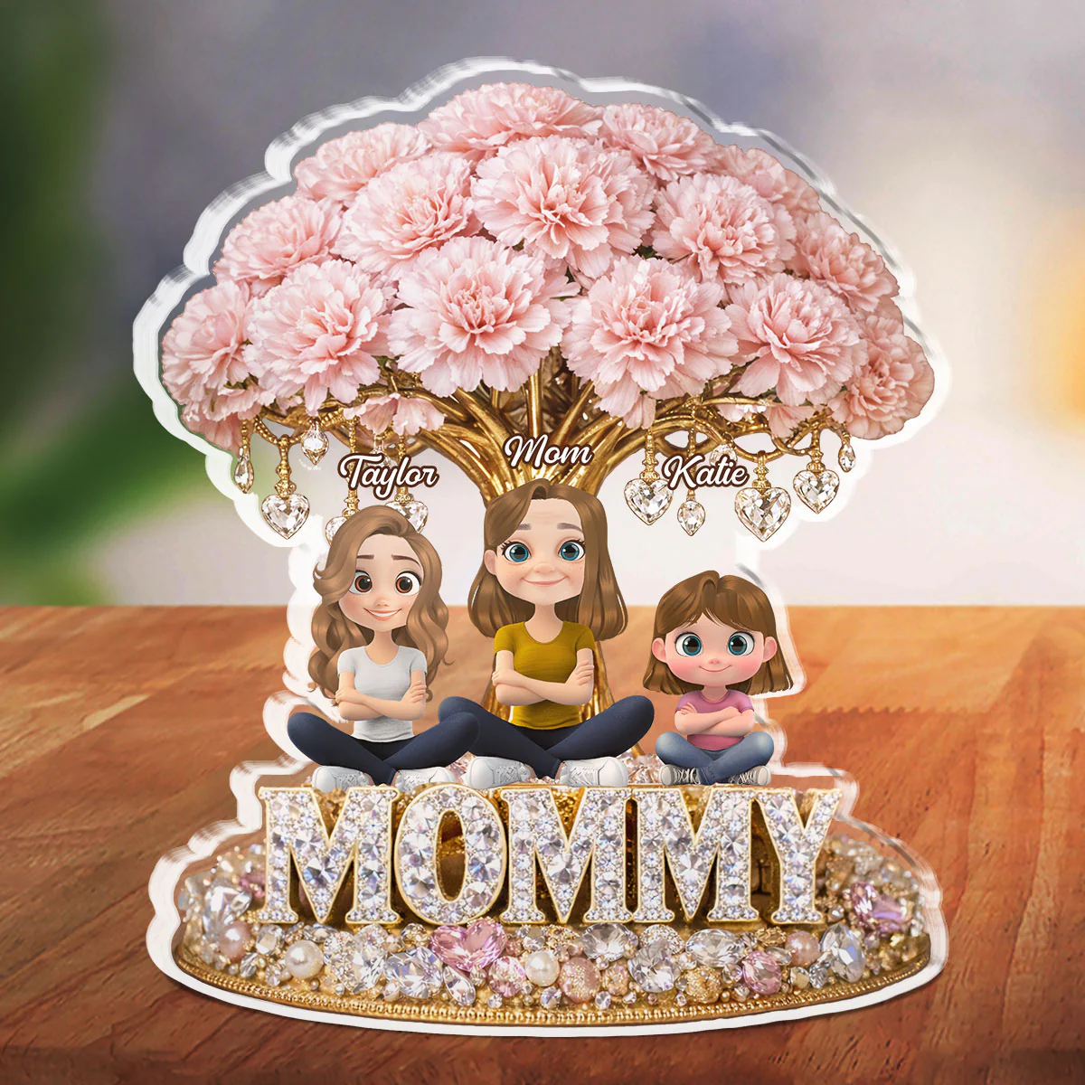 Mom And Daughters Crystal Memory - Personalized Custom Acrylic Plaque  - Image 4