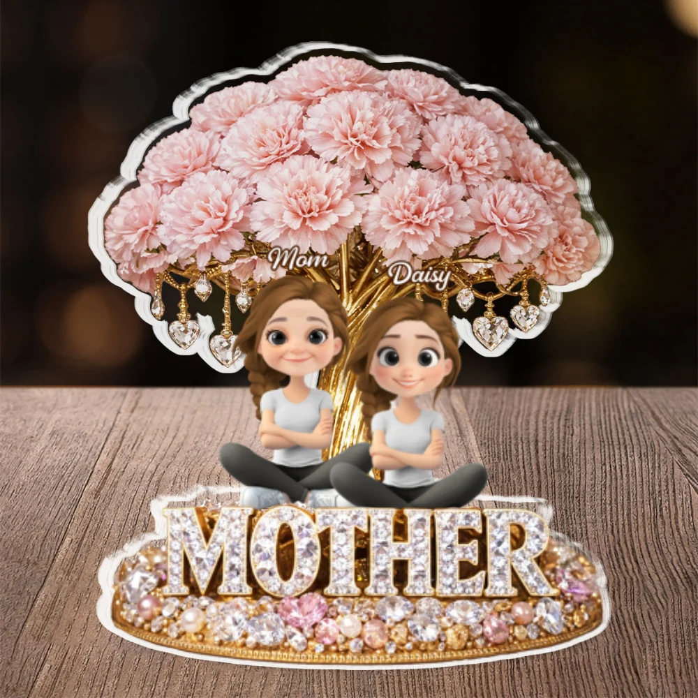 Mom And Daughters Crystal Memory - Personalized Custom Acrylic Plaque  - Image 5