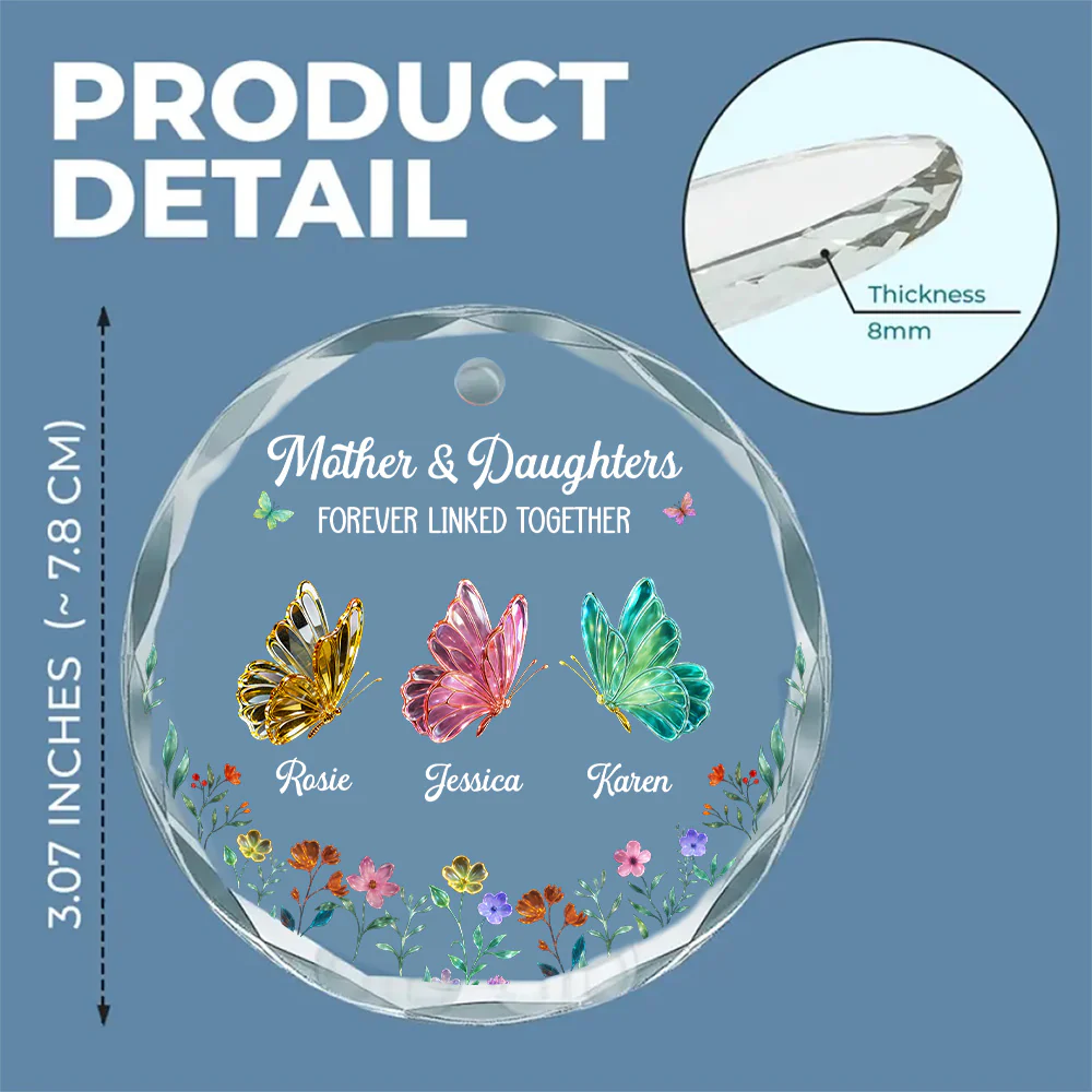 Mom And Daughters Love - Personalized Custom Glass Ornament - Image 5