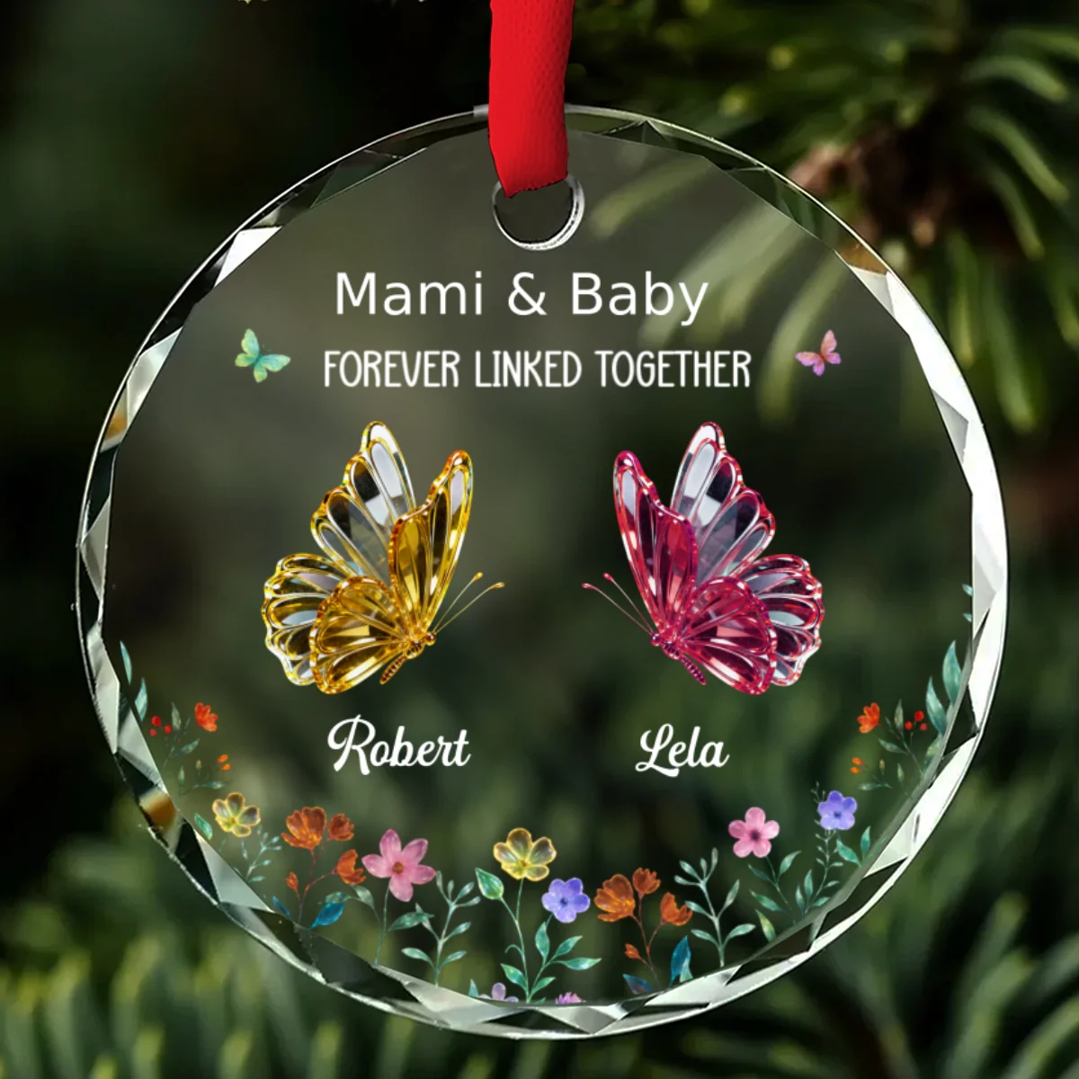 Mom And Daughters Love - Personalized Custom Glass Ornament - Image 6