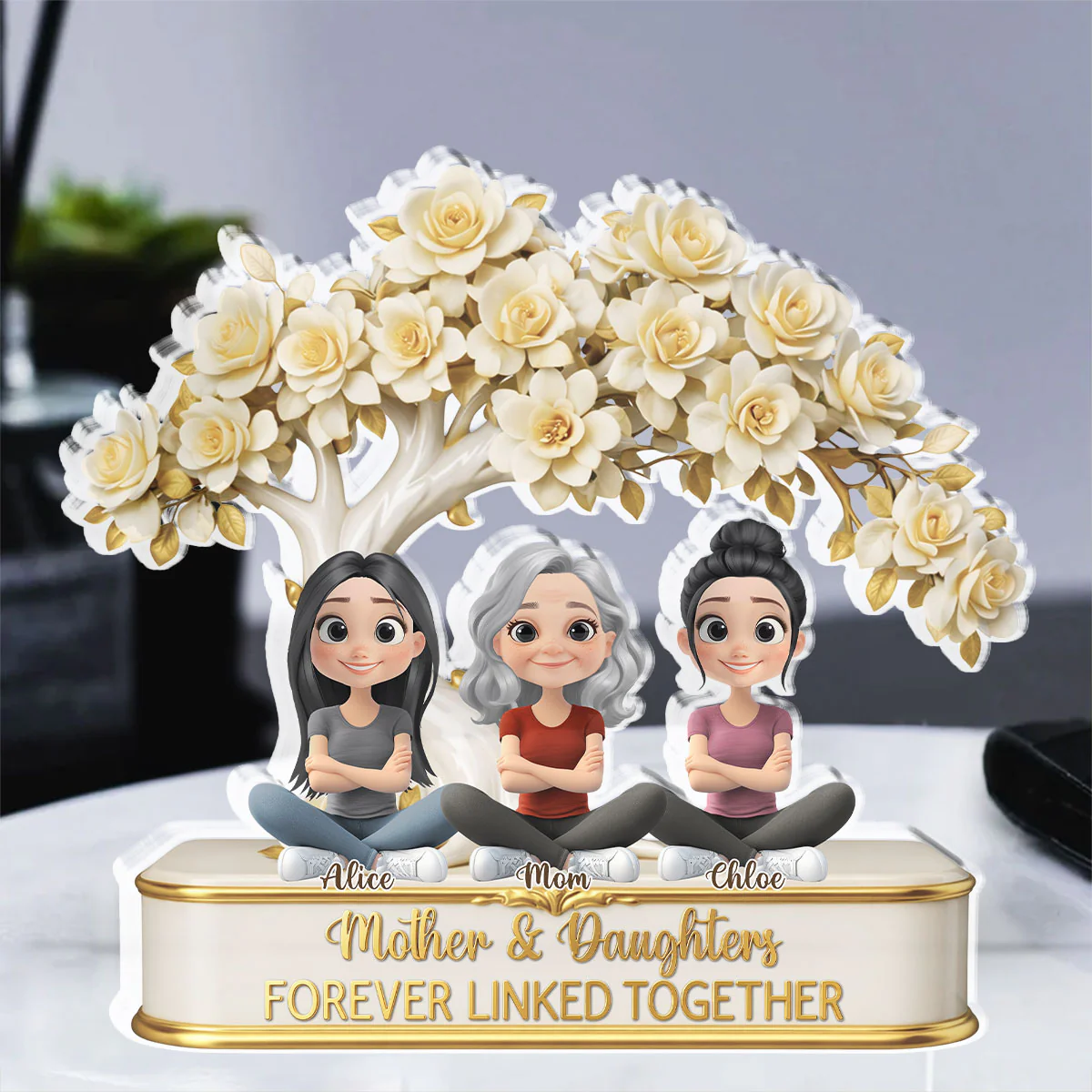 Mom And Daughters - Personalized Custom Acrylic Plaque 