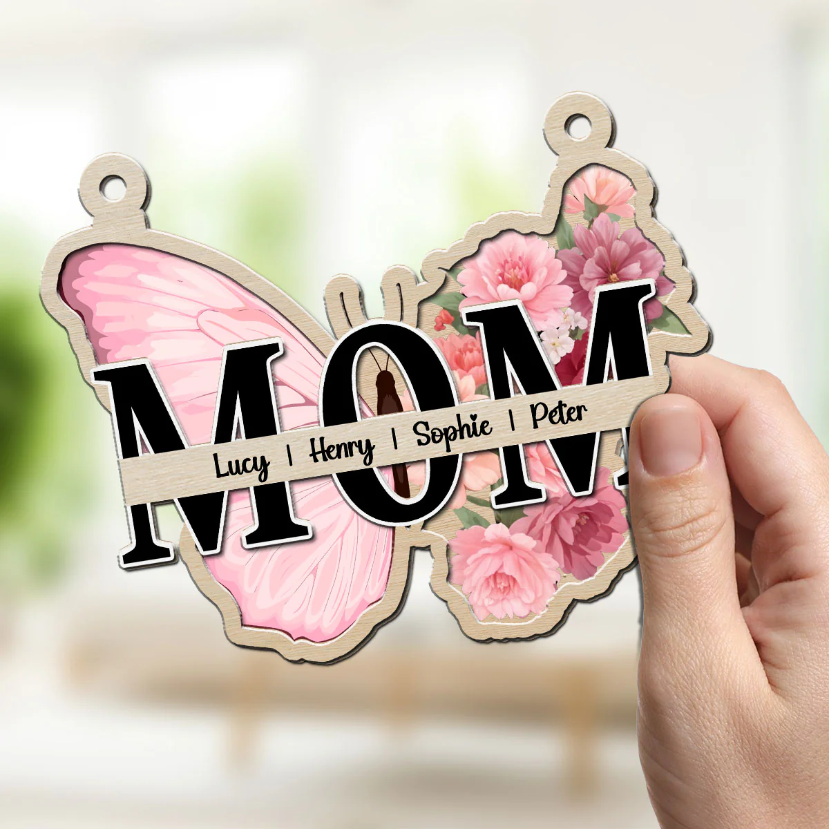 Mom Butterfly Of Love - Personalized Custom Suncatcher - Image 4