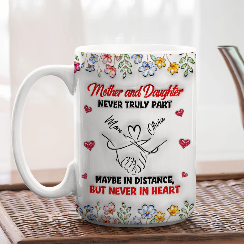 Mom Daughter Love - Personalized Custom 3D Inflated Effect Mug - Image 3