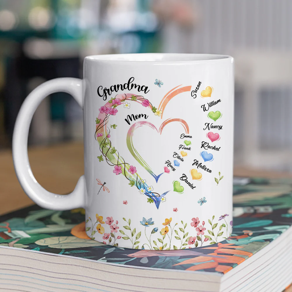 Mom Grandma Hearts - Personalized Custom Coffee Mug - Image 2