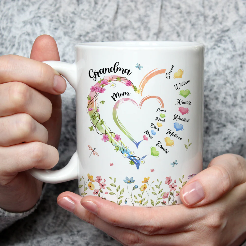 Mom Grandma Hearts - Personalized Custom Coffee Mug - Image 3