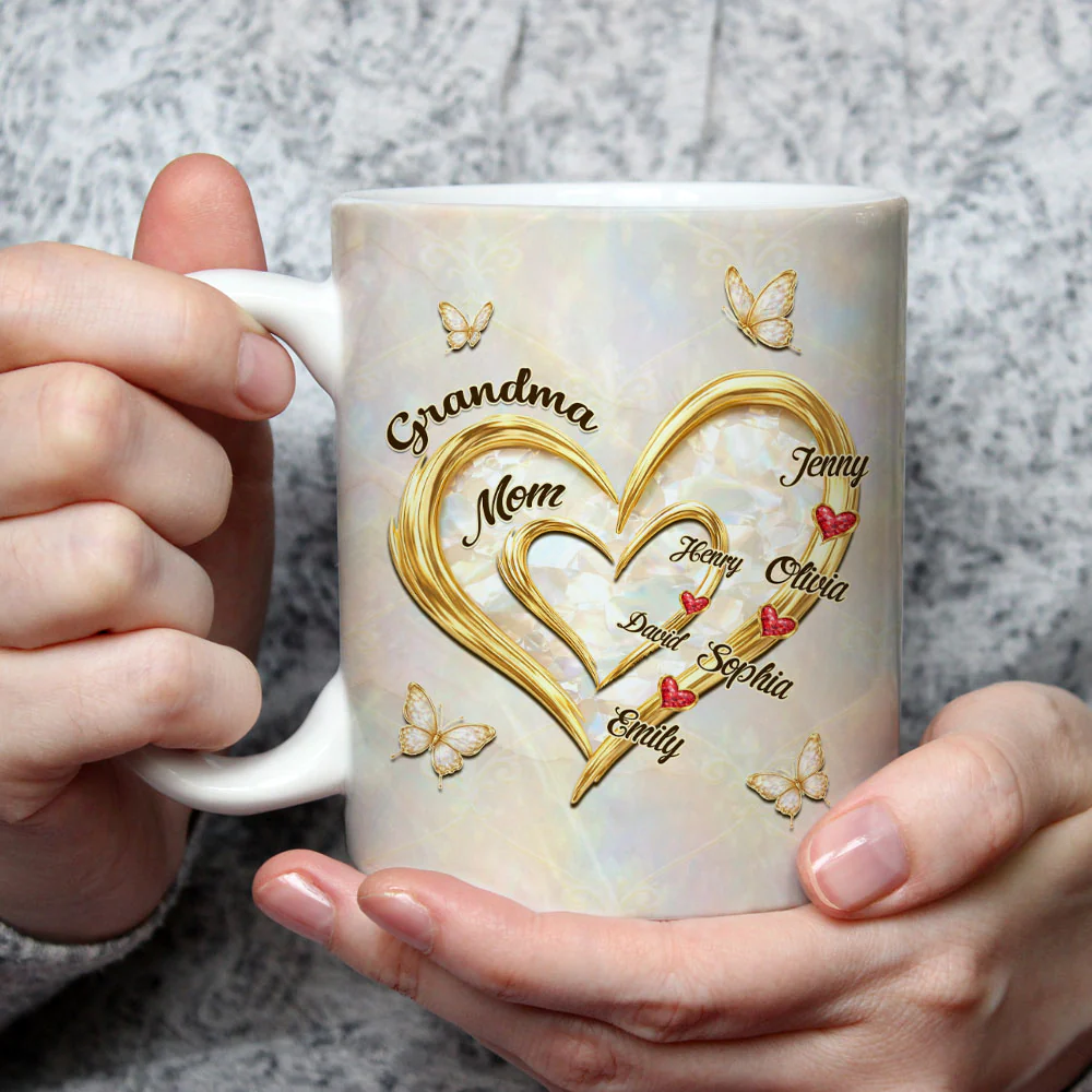 Mom Grandma Sweethearts - Personalized Custom 3D Inflated Effect Mug - Image 2