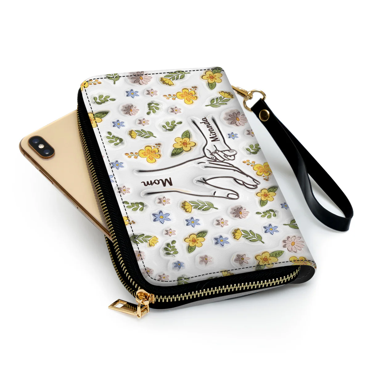 Mom Hold Kid Hand - Personalized Custom 3D Inflated Effect Leather Wallet - Image 4