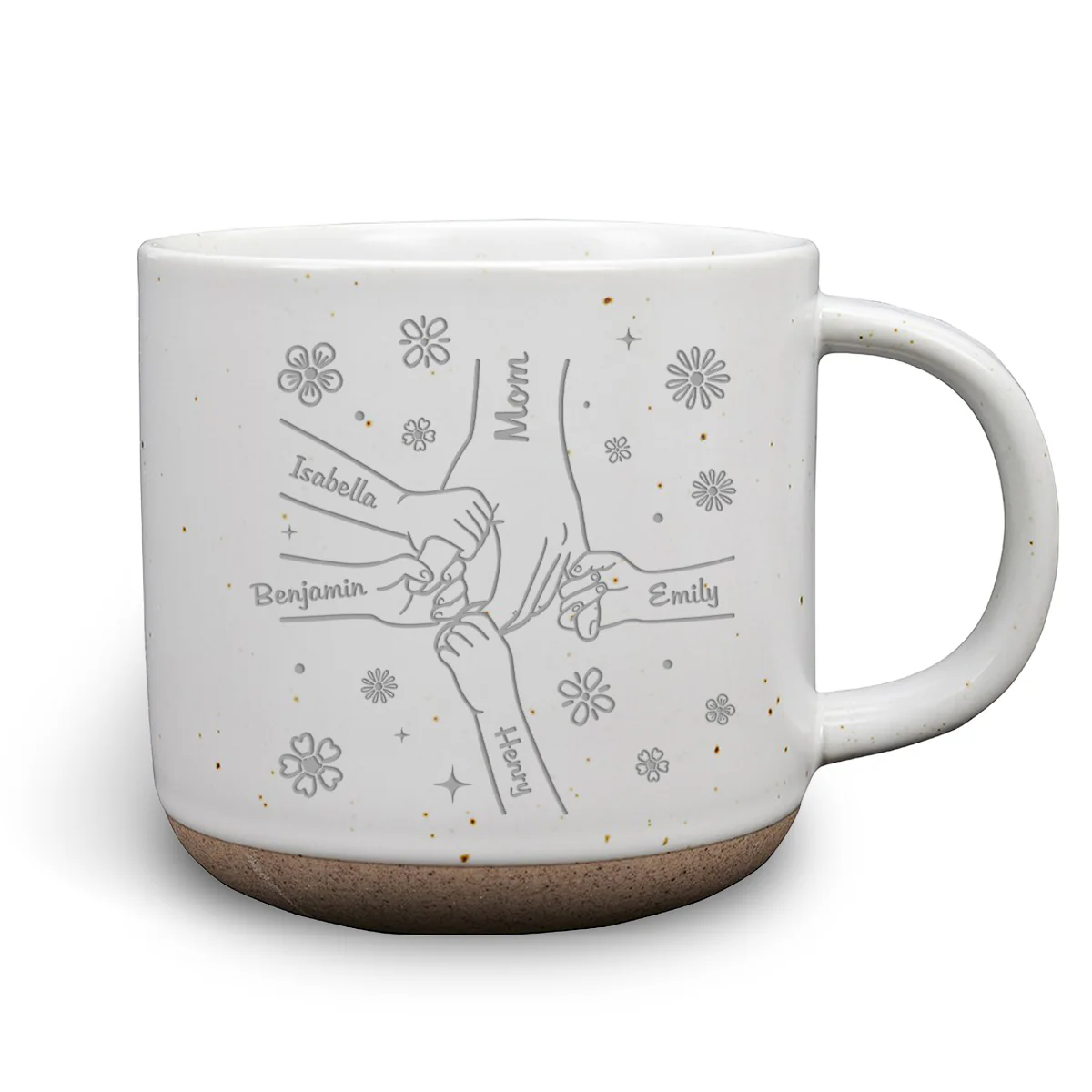 Mom Hold My Hand - Personalized Custom Engraved Pottery Mug