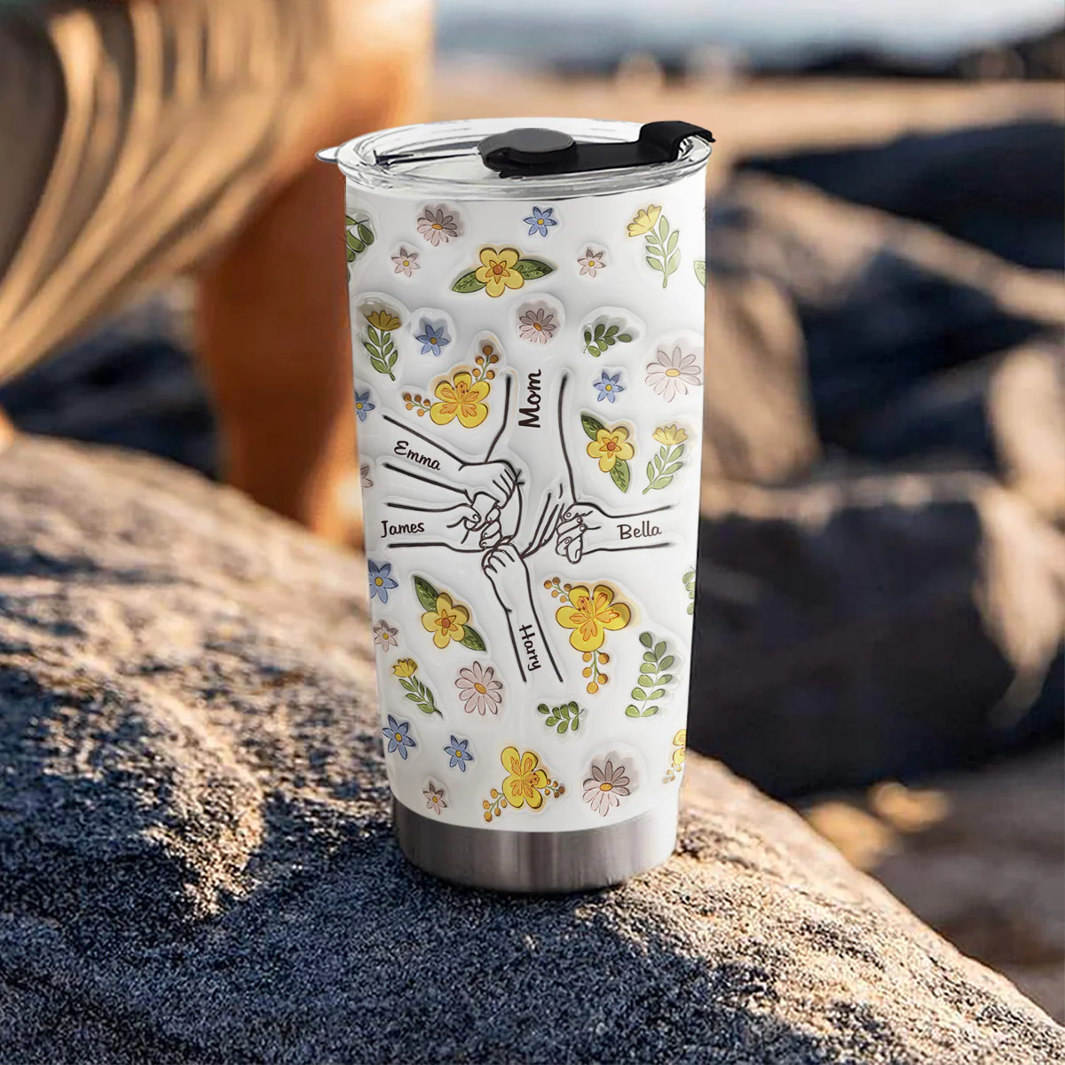 Mom Hold Our Hands, Also Our Hearts - Personalized Custom 3D Inflated Effect Tumbler - Image 4