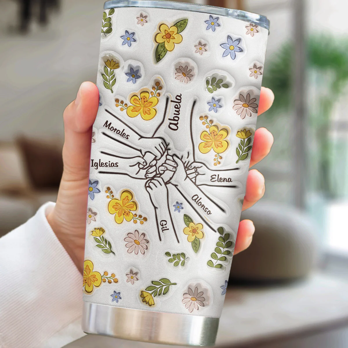Mom Hold Our Hands, Also Our Hearts - Personalized Custom 3D Inflated Effect Tumbler - Image 5