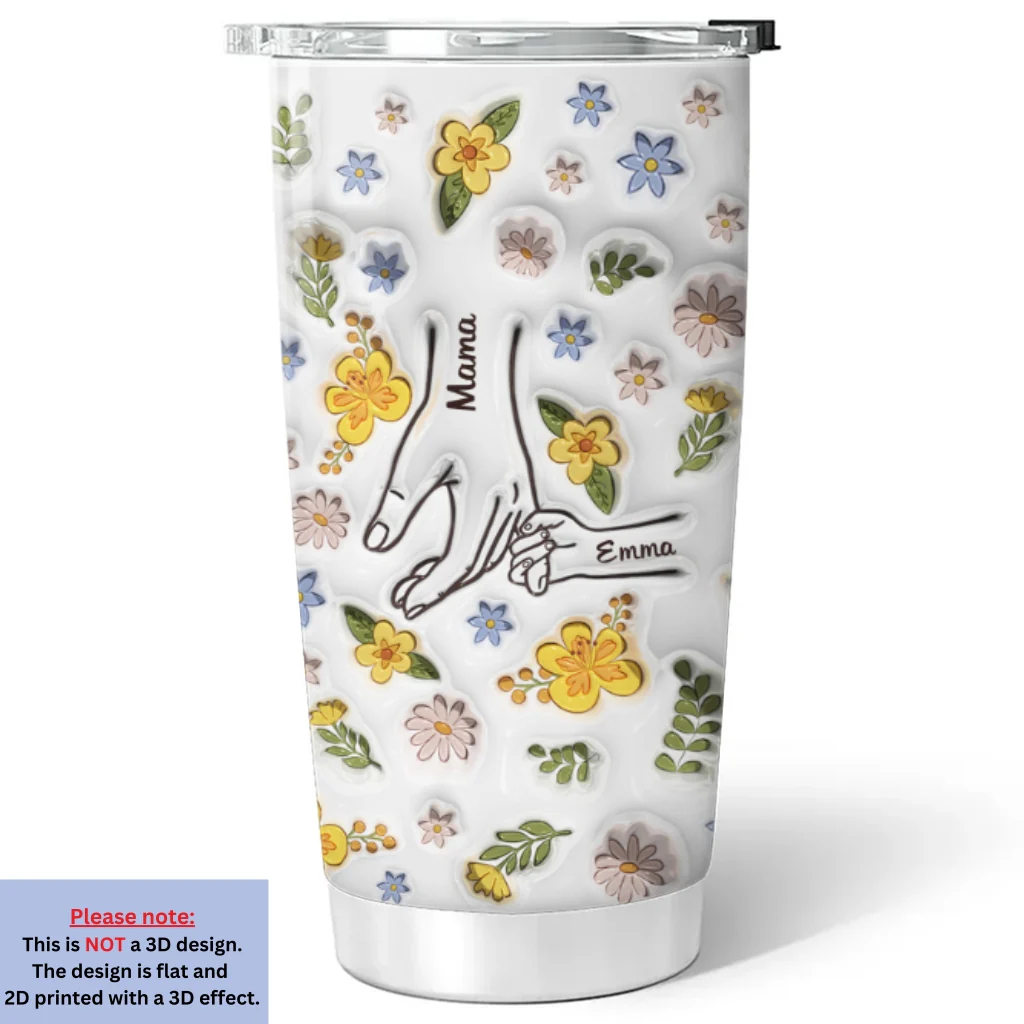 Mom Hold Our Hands, Also Our Hearts - Personalized Custom 3D Inflated Effect Tumbler - Image 7