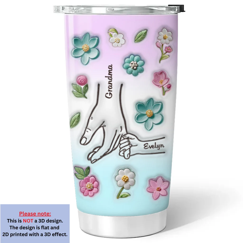 Mom Hold Our Hands - Personalized Custom 3D Inflated Effect Tumbler - Image 6