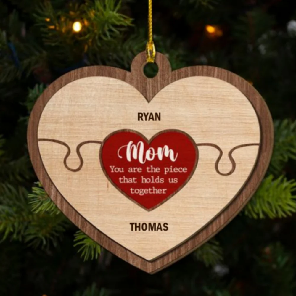 Mom Holds Us Together - Personalized Custom Freeshape 2-Layered Wood Ornament - Image 5