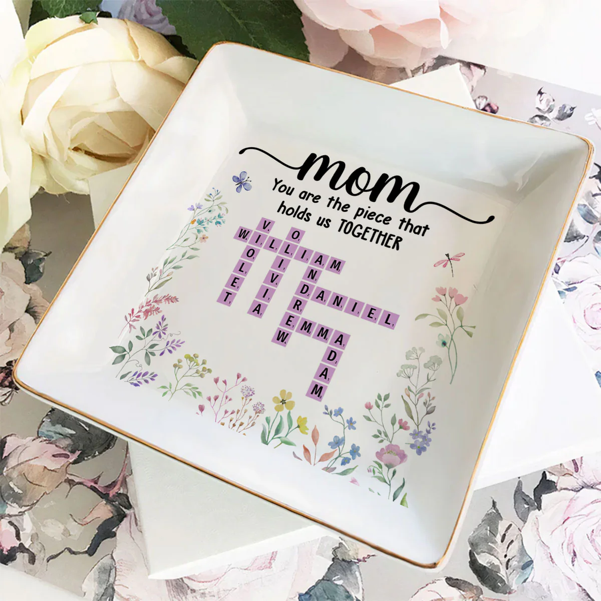 Mom Holds Us Together - Personalized Custom Jewelry Dish - Image 4