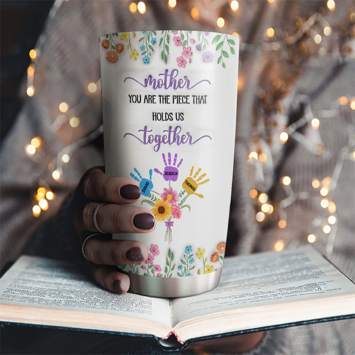 Mom Holds Us Together Version 2 - Personalized Custom 3D Inflated Effect Tumbler - Image 2