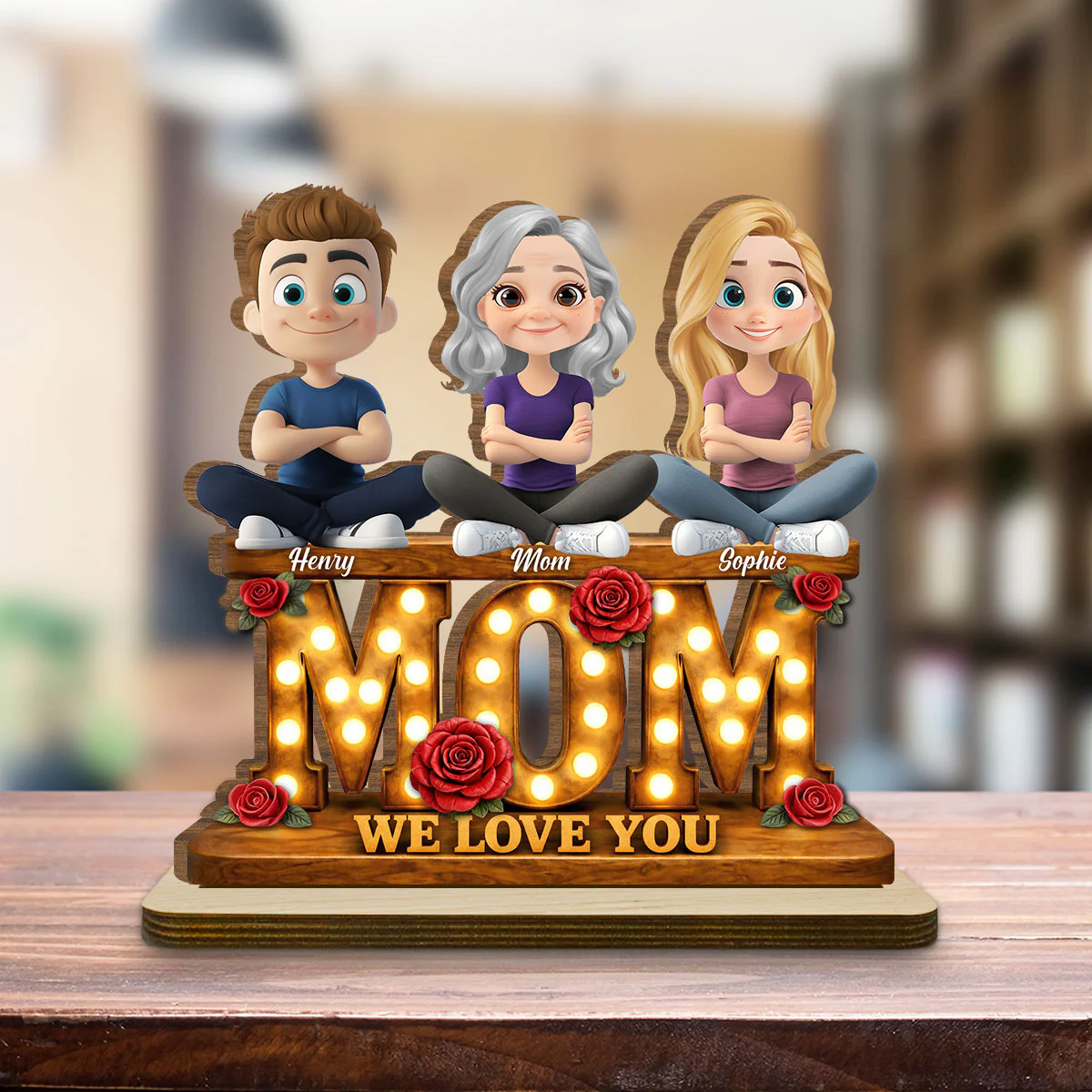Mom Love Forever - Personalized Custom 2-Layer Wood Plaque With Flat Base - Image 4