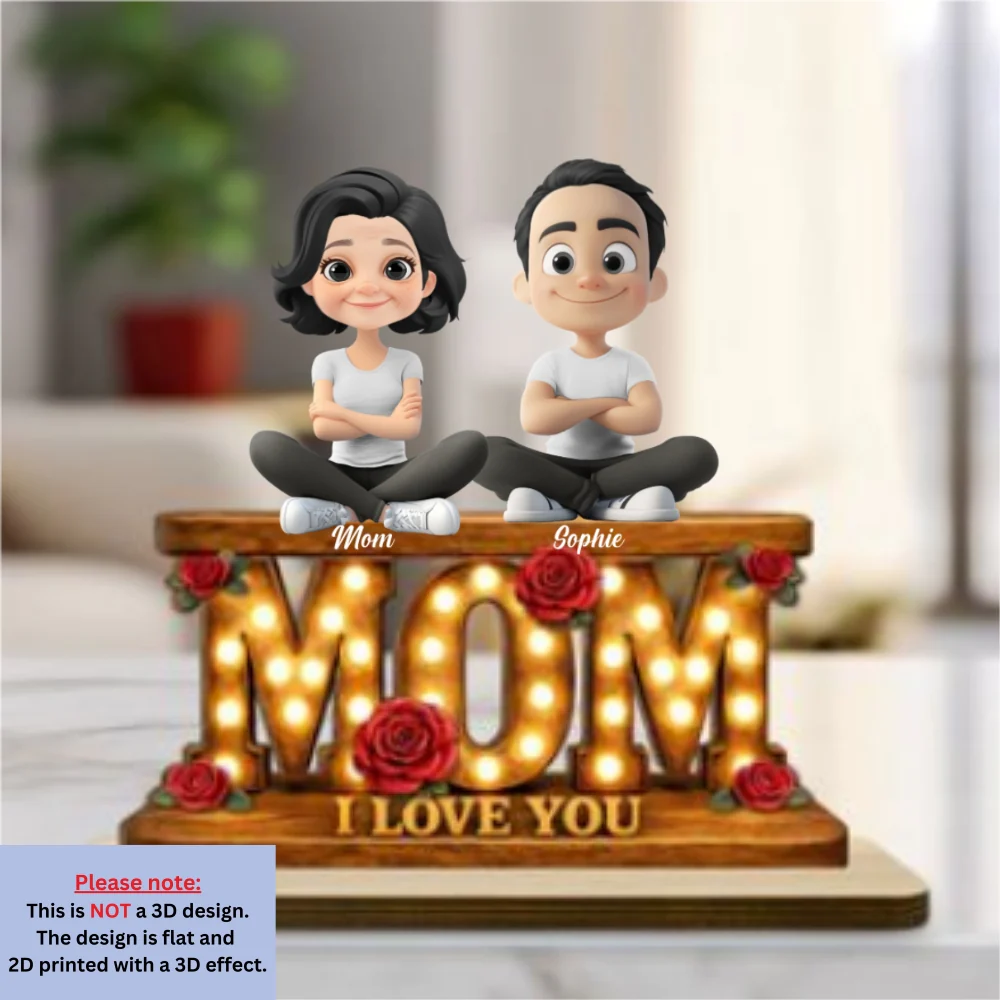 Mom Love Forever - Personalized Custom 2-Layer Wood Plaque With Flat Base - Image 8