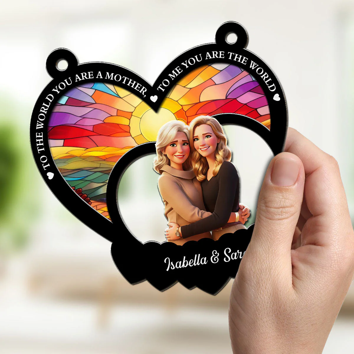 Mom Means The World To Me - Personalized Custom Suncatcher - Image 2
