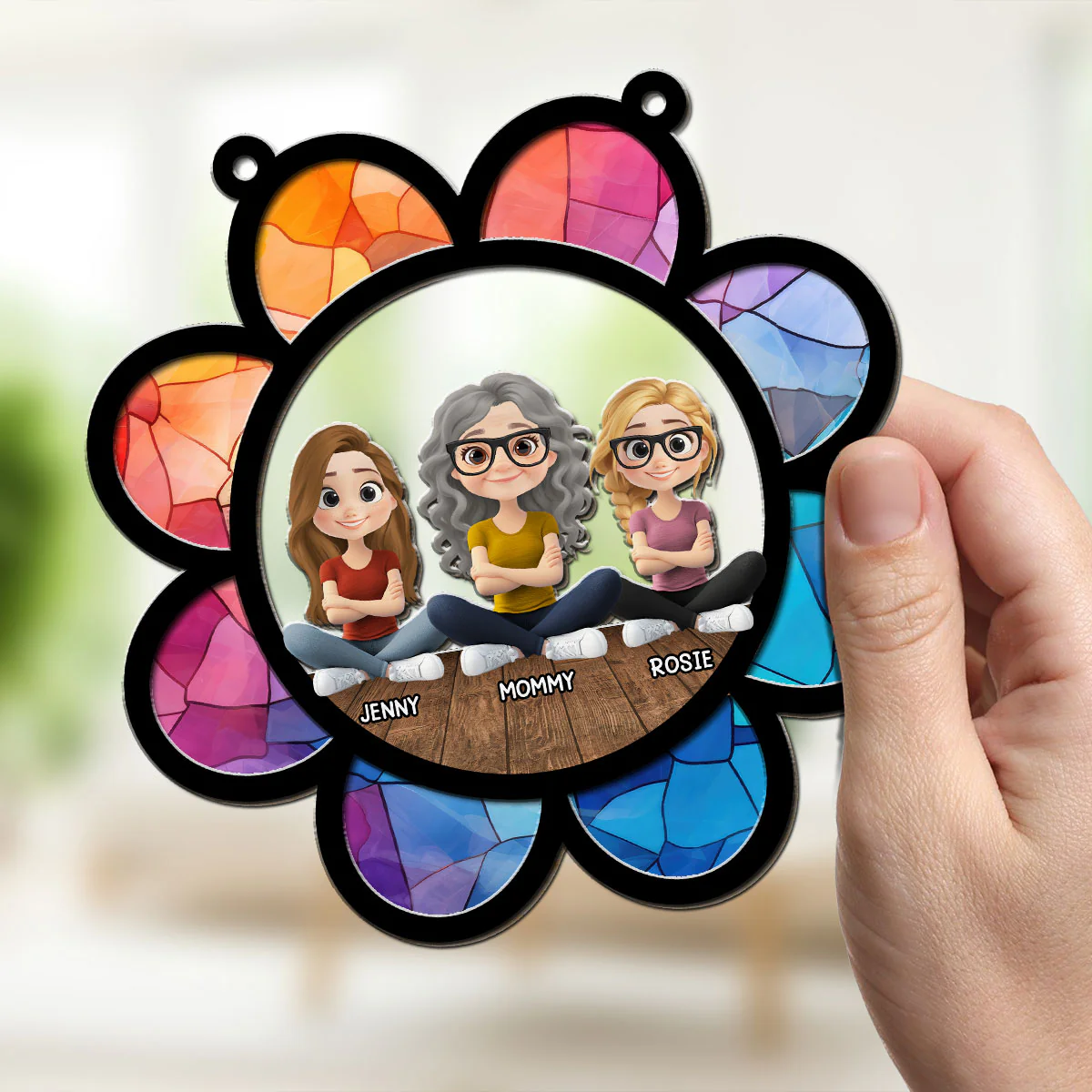 Mom Mum Flower - Personalized Custom Suncatcher - Image 3