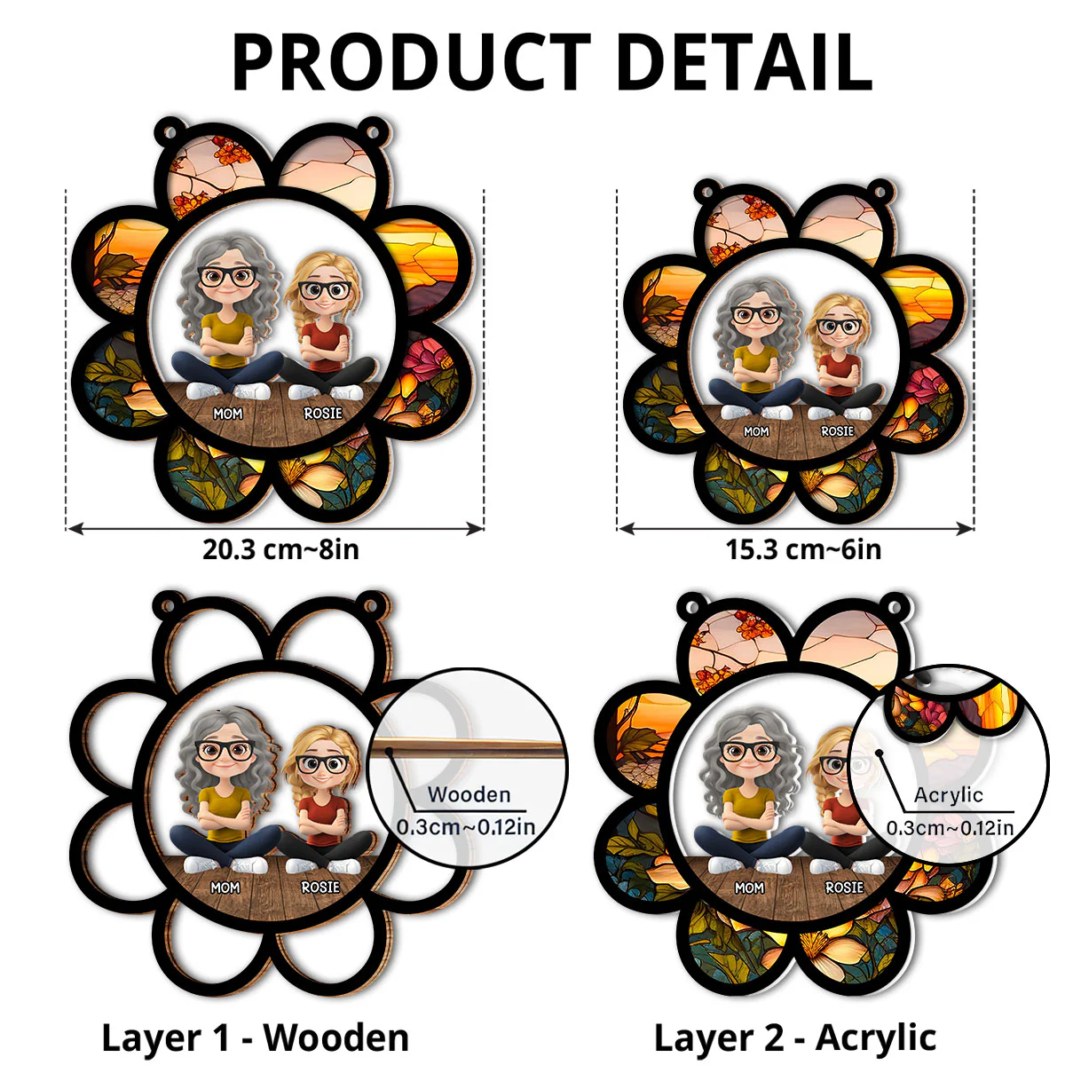 Mom Mum Flower - Personalized Custom Suncatcher - Image 4