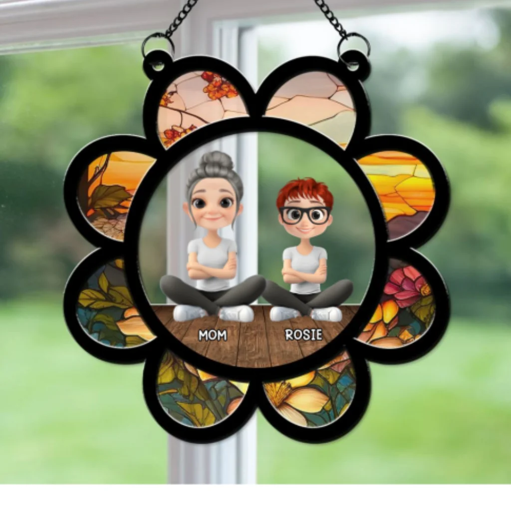 Mom Mum Flower - Personalized Custom Suncatcher - Image 6