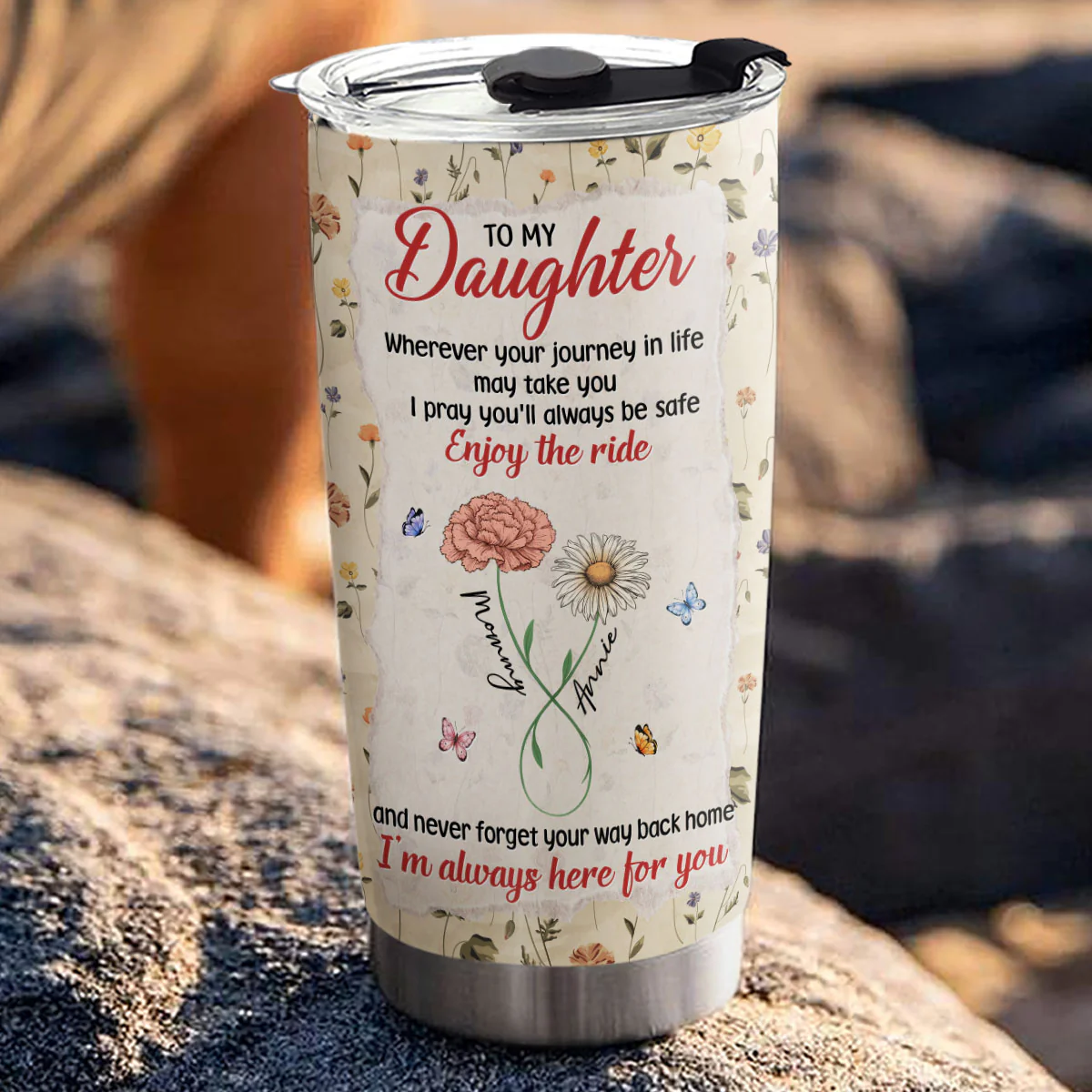 Mom To Daughter Way Back Home - Personalized Custom Tumbler - Image 3