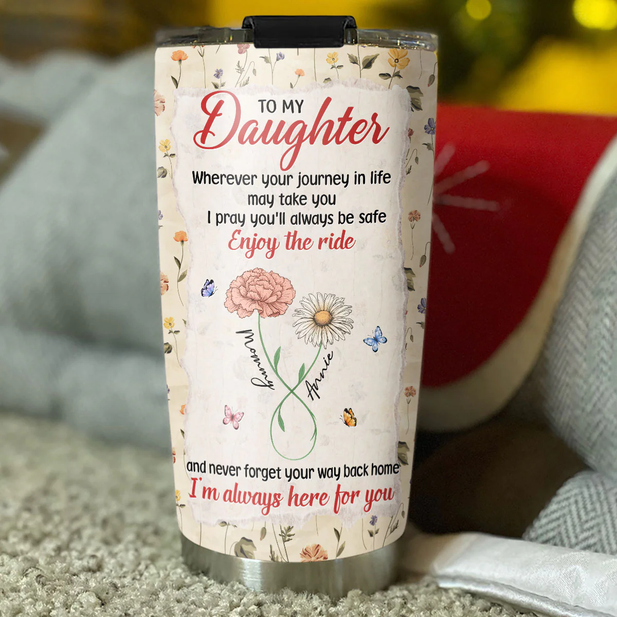 Mom To Daughter Way Back Home - Personalized Custom Tumbler - Image 4