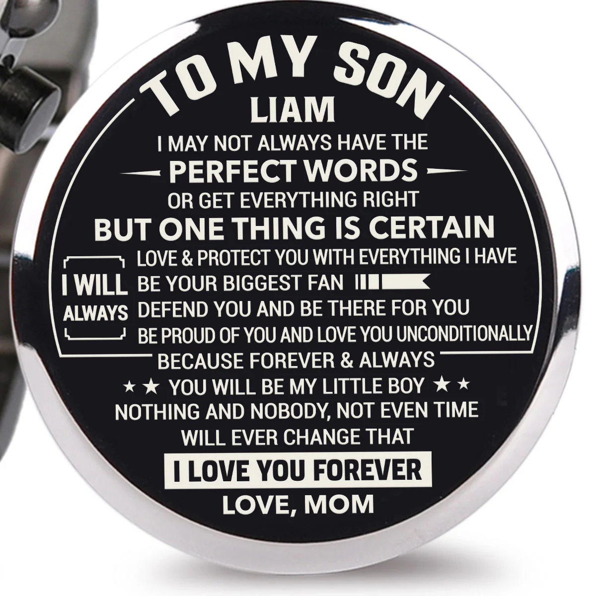 Mom To Son Biggest Fan - Personalized Engraved Wooden Watches GQ026 - Image 2