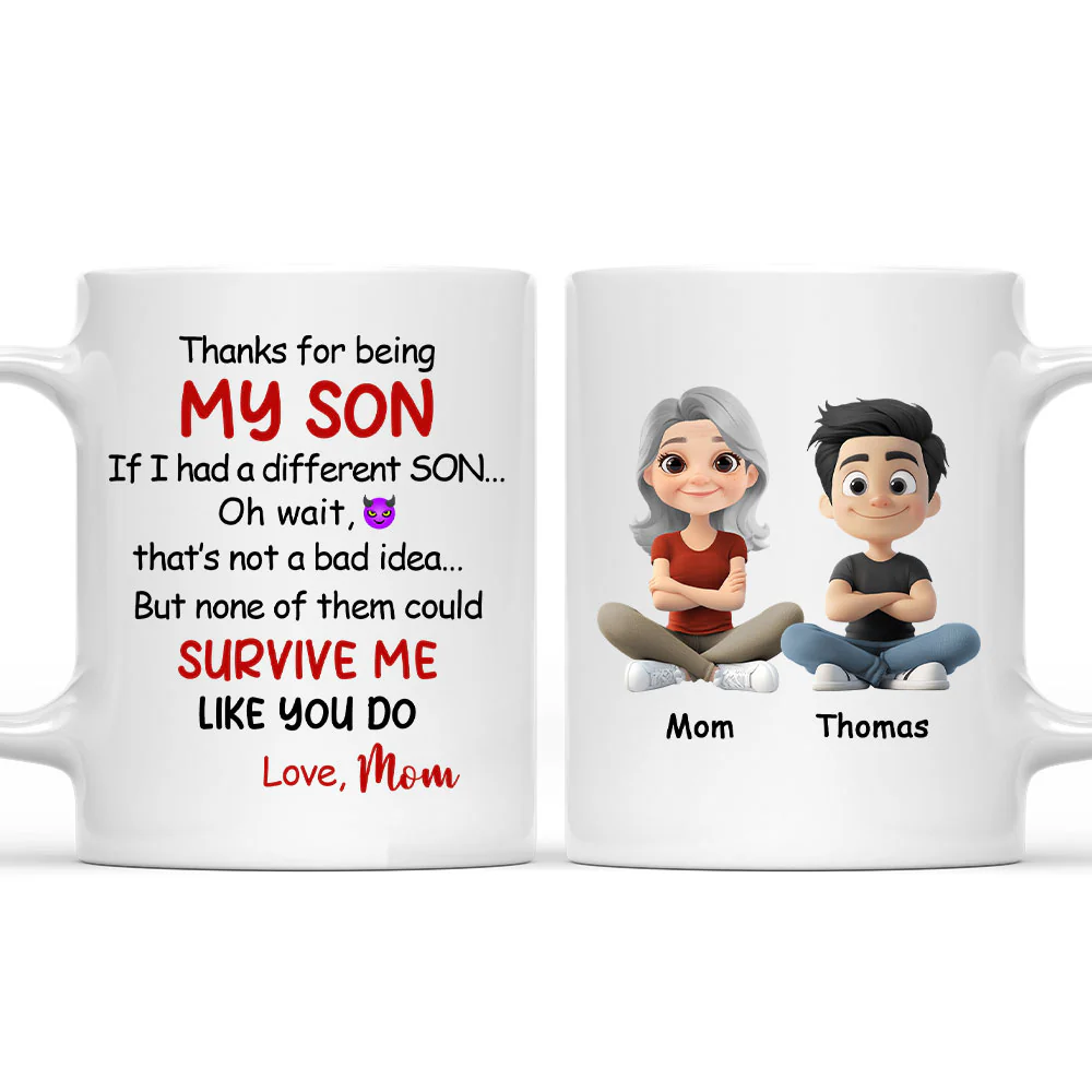 Mom To Son Humor - Personalized Custom Coffee Mug