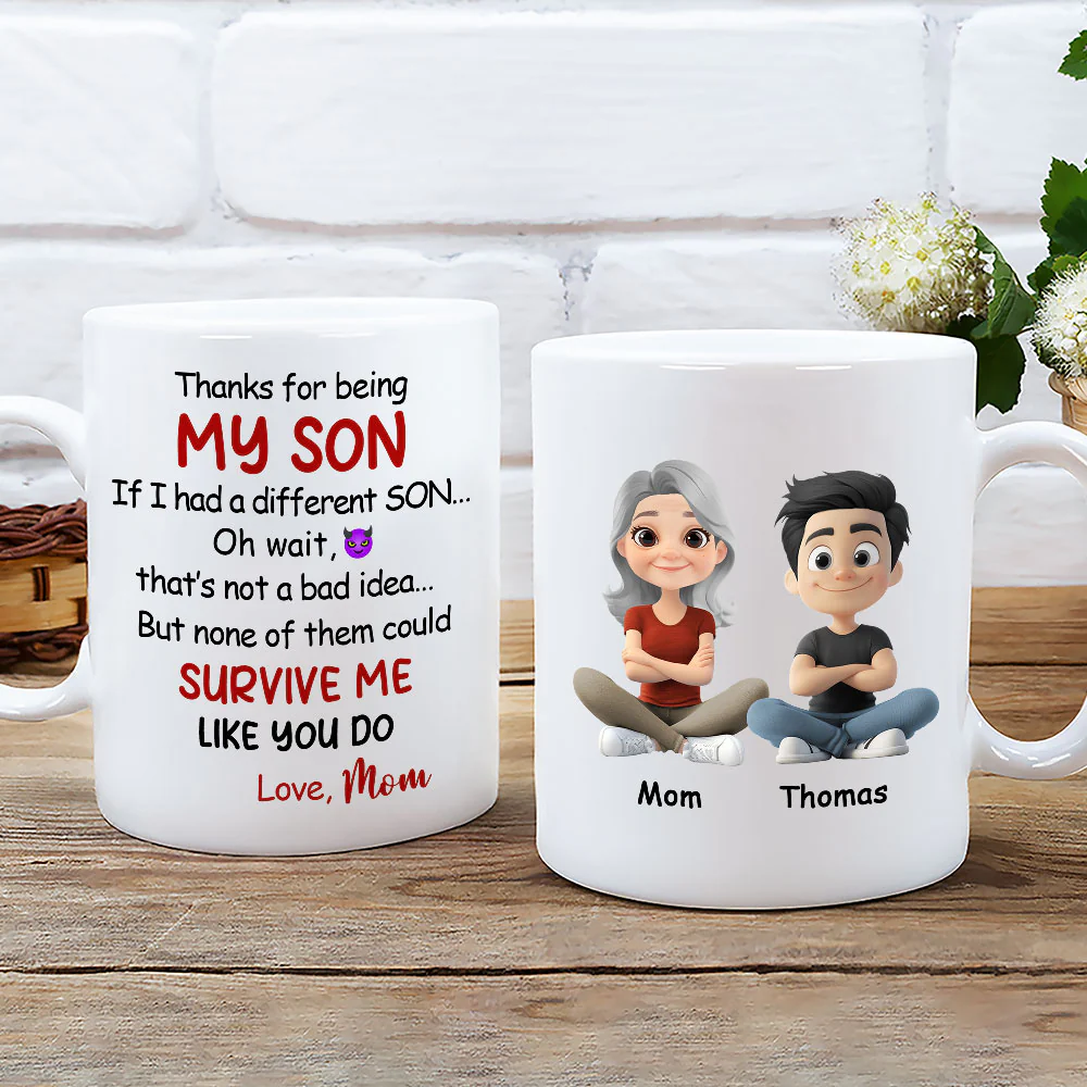 Mom To Son Humor - Personalized Custom Coffee Mug - Image 2
